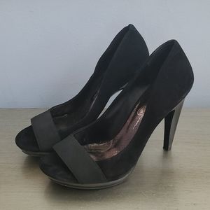 Sexy Suede Pumps Liquid Wet Look Heel